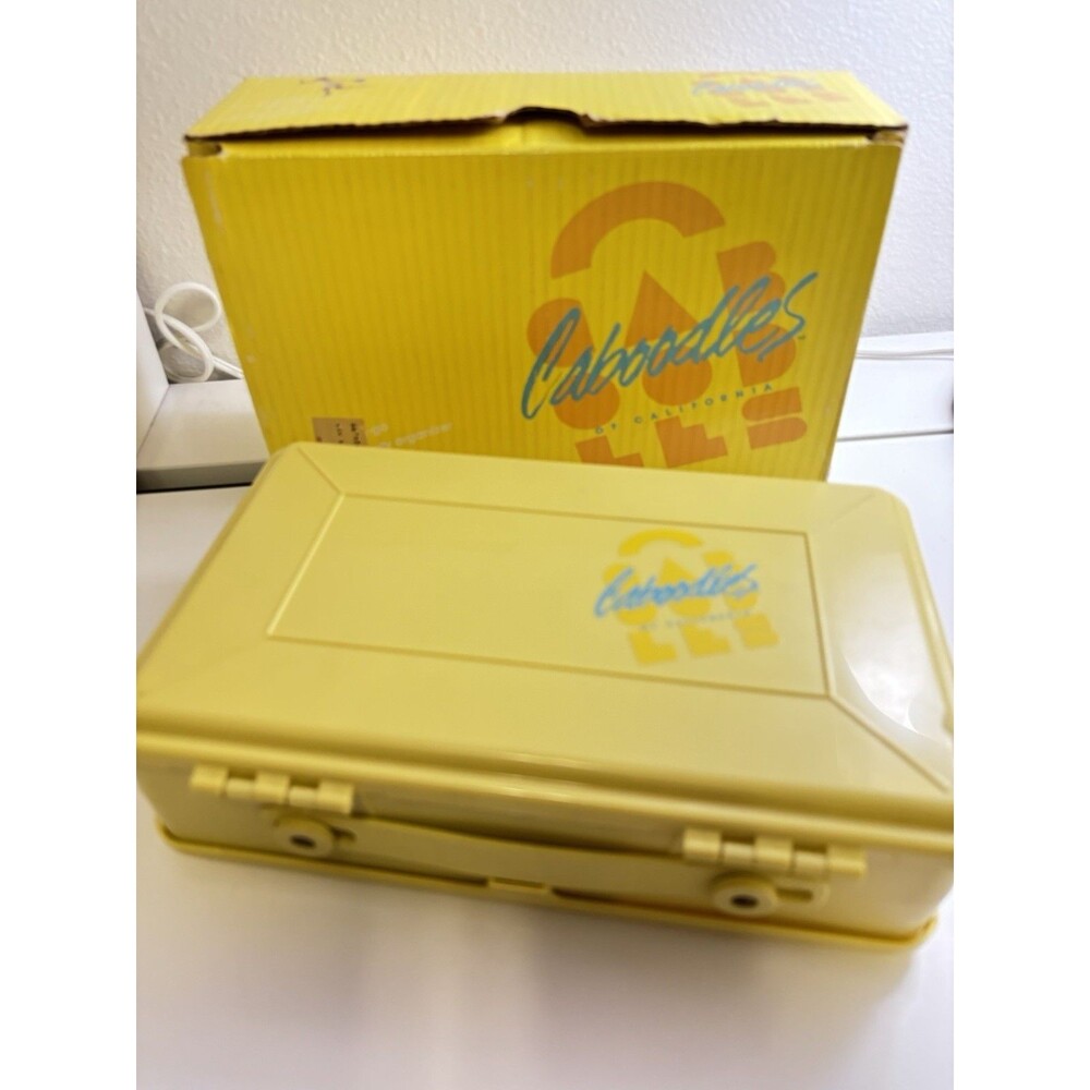 CABOODLES W/ Box Make-Up Jewelry Case Two-Sided Double Storage Vintage, Yellow